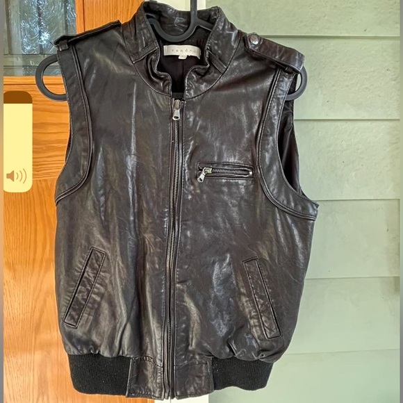 Sandro leather vest jacket zip up - Picture 3 of 4